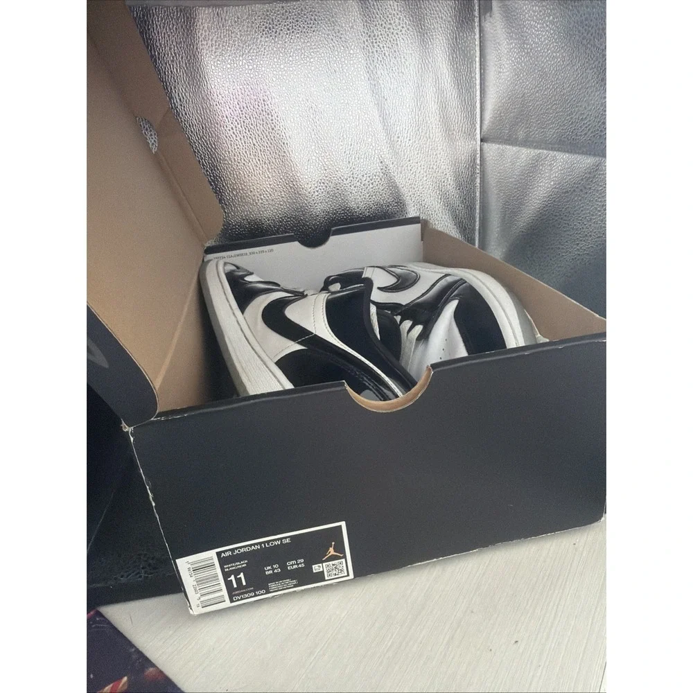Size 11 Jordan 1 Low SE Concord White Black Mens Lace-Up Shoes DV1309-100